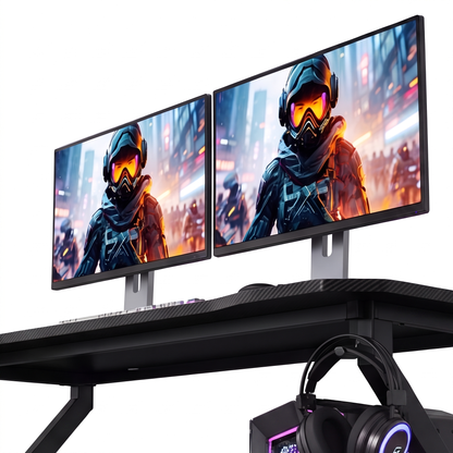 Grandder Gaming Desk Z Shaped 40 Inch Gamer Workstation Home Computer Carbon Fiber Surface Gaming Desk PC Table with Headphone Hook Carbon Fiber Black