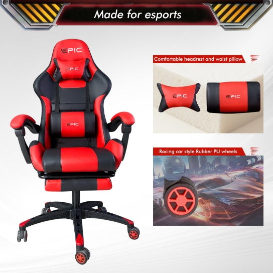 4supply Ergonomic Gaming Chair In Breathable PU Leather With High-density Foam Cushions