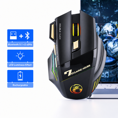 Ergonomic Rechargeable Wireless RGB Gaming Mouse